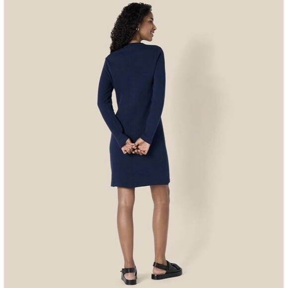 Nee WOMEN'S CREWNECK LONG-SLEEVE FLEECE ABOBE-THE-KNEE SWEATSHIRT DRESS NAVY XL - Picture 5 of 16